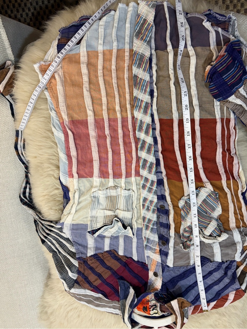 Robert Graham Zen Shirt Unisex Medium Multicolor Patchwork Reworked Button RARE - Picture 6 of 7